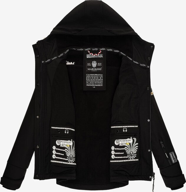 Marikoo Kleine Zicke giacca transitoria da donna con cappuccio, nera
