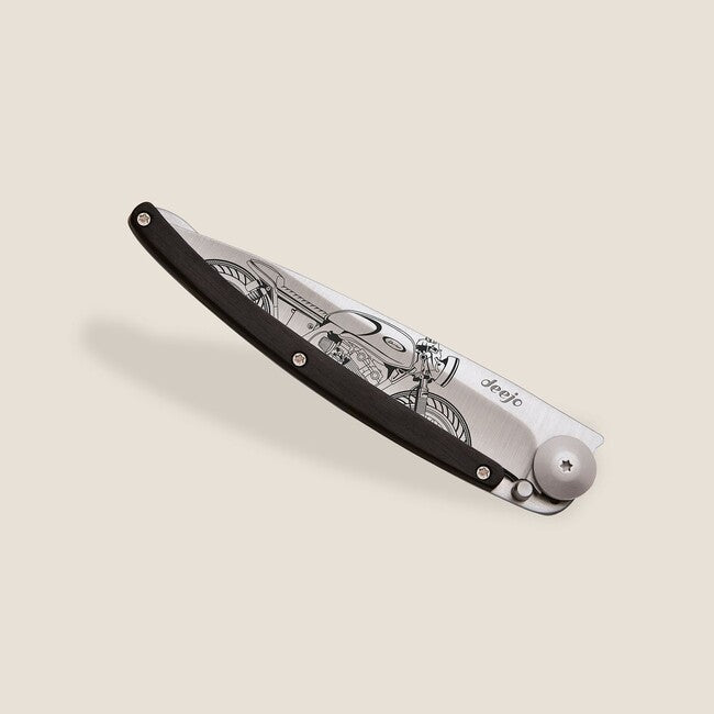 Deejo Tattoo coltello di chiusura in legno d'ebano Cafe racer