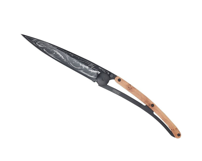 Deejo Ocean Coltello di chiusura in legno di ginepro nero Wave