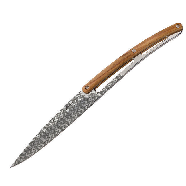 Deejo Geometry set di 6 coltelli lama lucida legno d'ulivo design, geometria