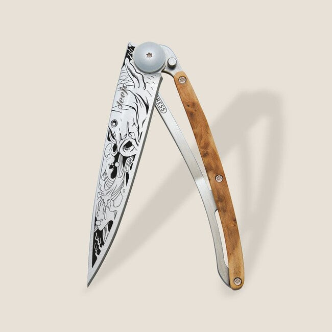 Deejo Tattoo legno coltello di chiusura Carp