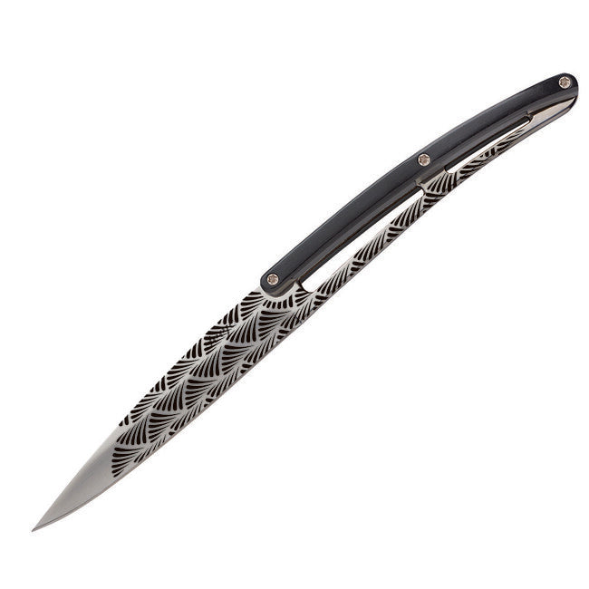 Deejo set di 6 coltelli lama lucida manico nero ABS design Art Deco