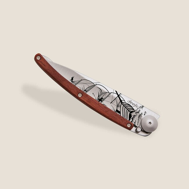 Deejo Coralwood coltello pieghevole Tattoo Corsair
