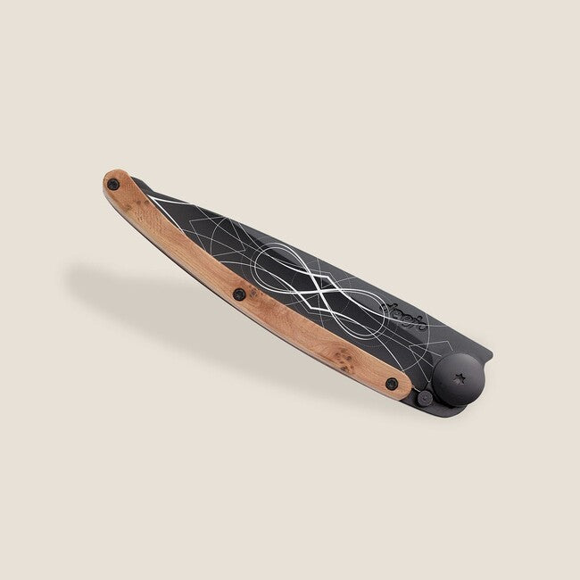 Deejo Tattoo coltello di chiusura infinito nero ginepro esotico