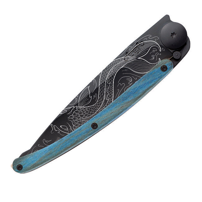 Deejo Black tattoo blue beech Fish coltello di chiusura