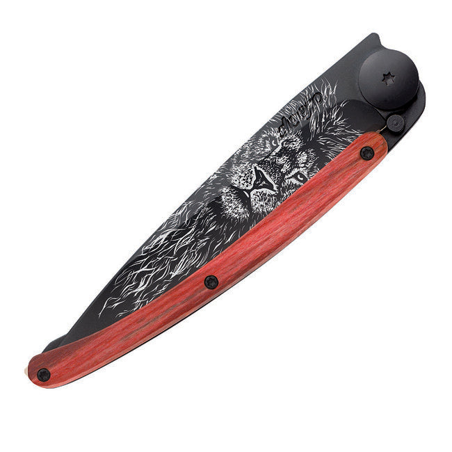 Deejo Black tattoo red beech Lion coltello di chiusura