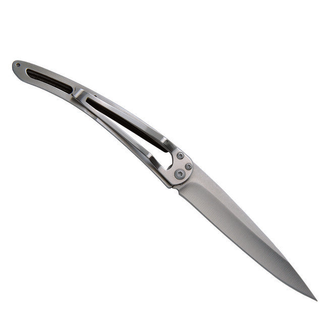 Deejo Tattoo Folding Knife, Ebony Wood, Rope
