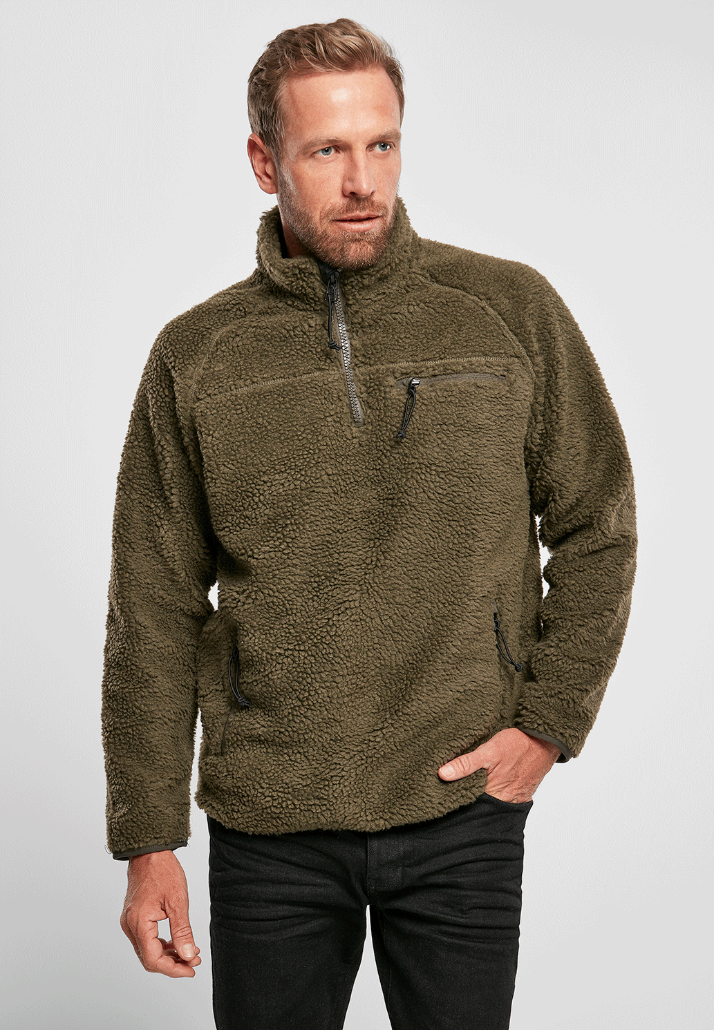Brandit Teddyfleece Troyer bunda flísová, olivová