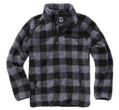 Brandit Teddyfleece Troyer giacca in pile, nero/grigio
