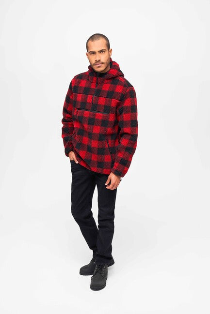 Brandit Teddyfleece Worker pullover, rosso/nero