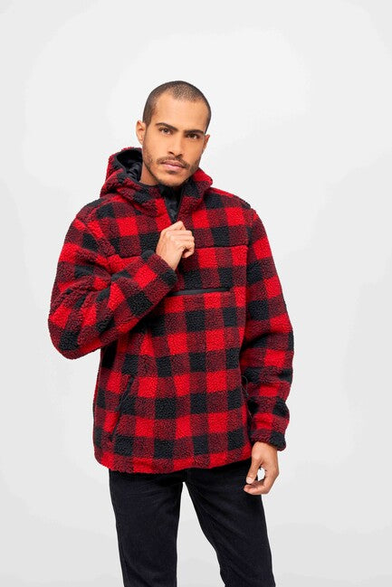 Brandit Teddyfleece Worker pullover, rosso/nero