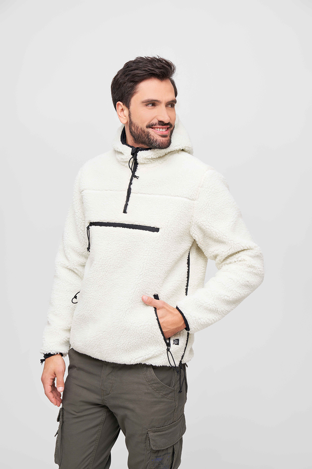 Brandit Teddyfleece Worker flísový pulóver, biela
