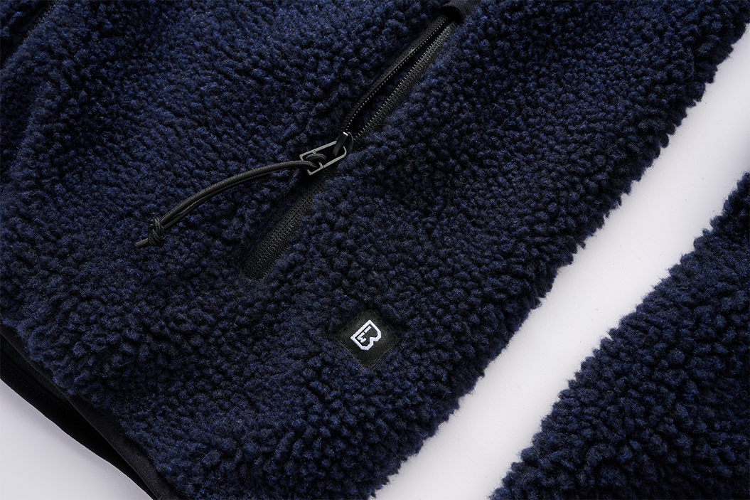 Brandit Worker bunda flísová s kapucňou Teddyfleece, námornícka modrá