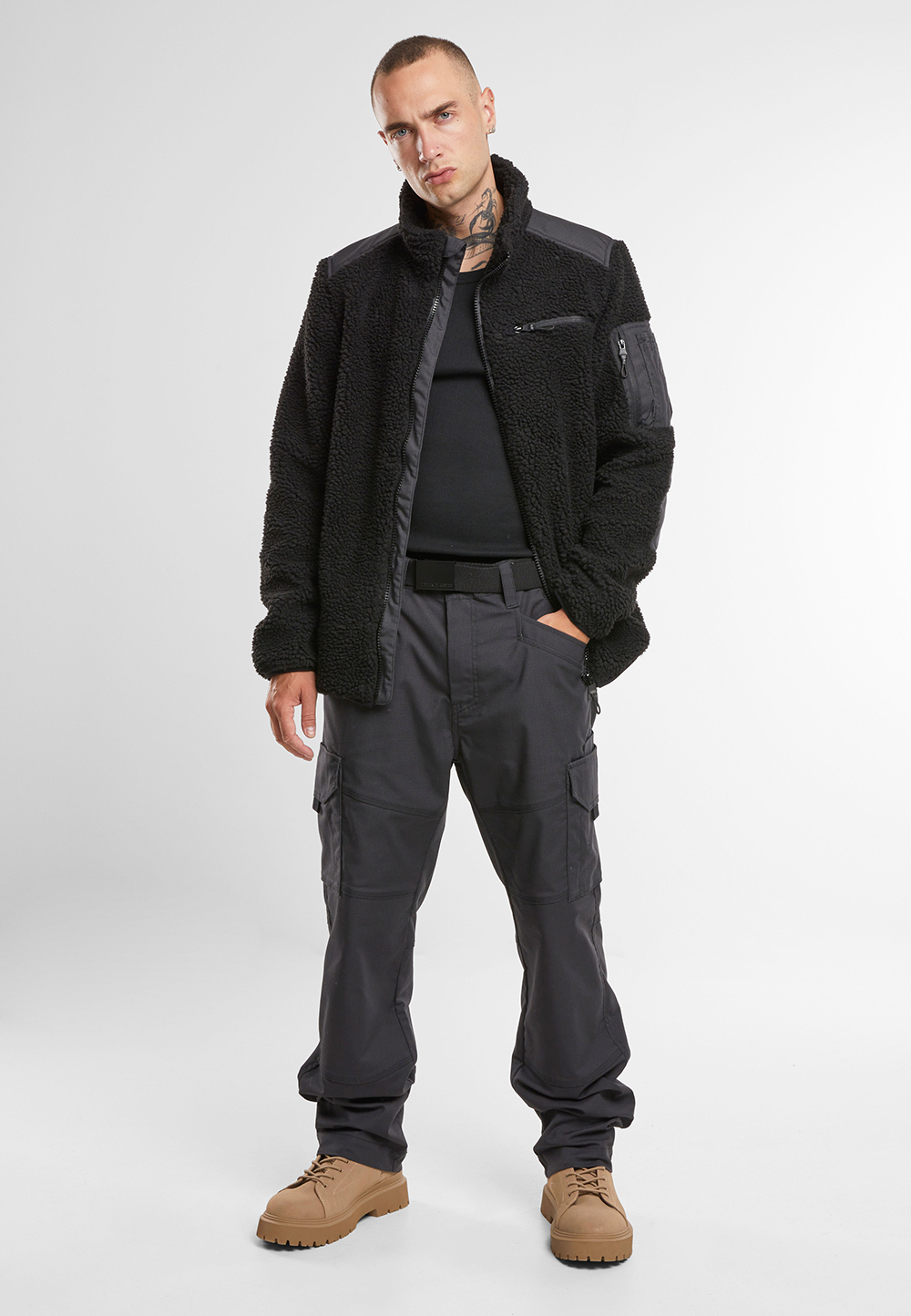 Brandit Ramble pánska bunda flísová Teddyfleece, čierna