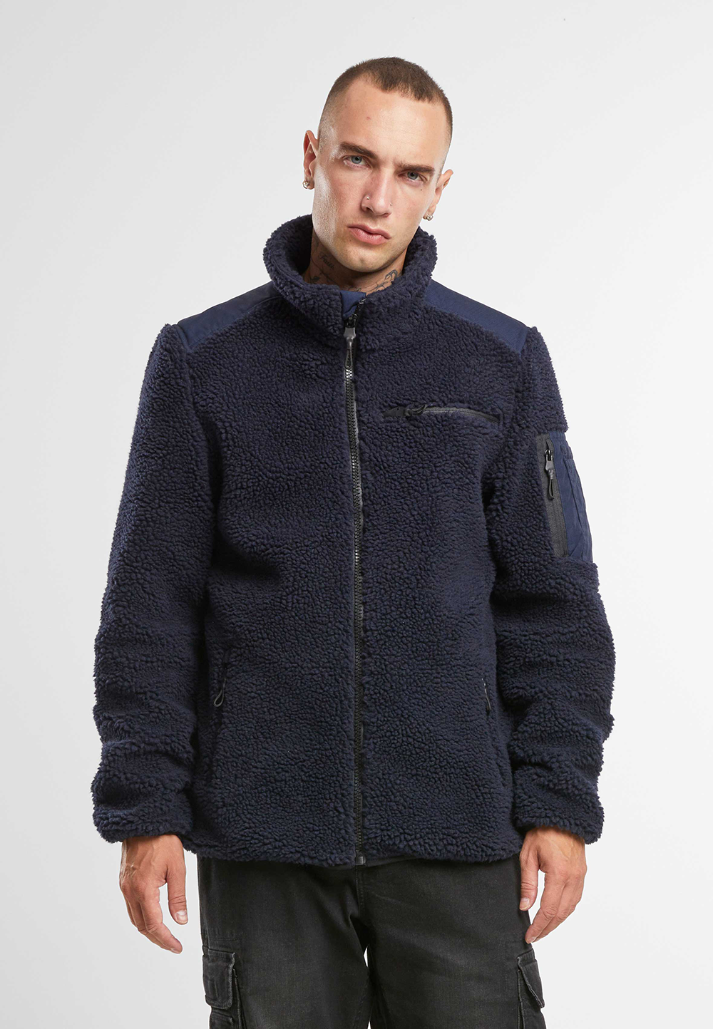 Brandit Ramble pánska bunda flísová Teddyfleece, námornícka modrá