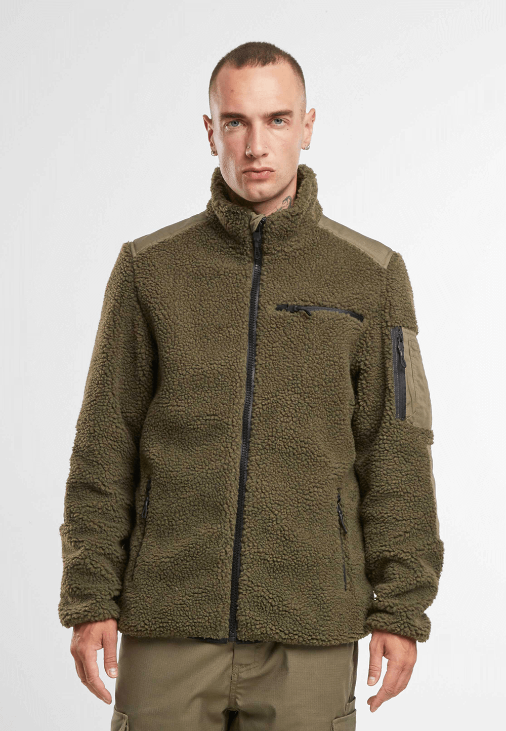 Brandit Ramble pánska bunda flísová Teddyfleece, olivová