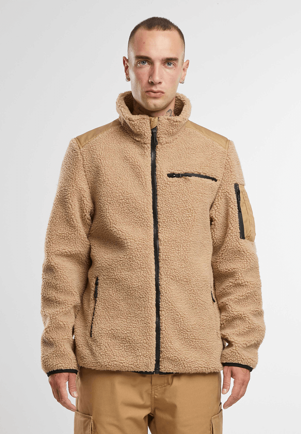 Brandit Ramble pánska bunda flísová Teddyfleece, camel