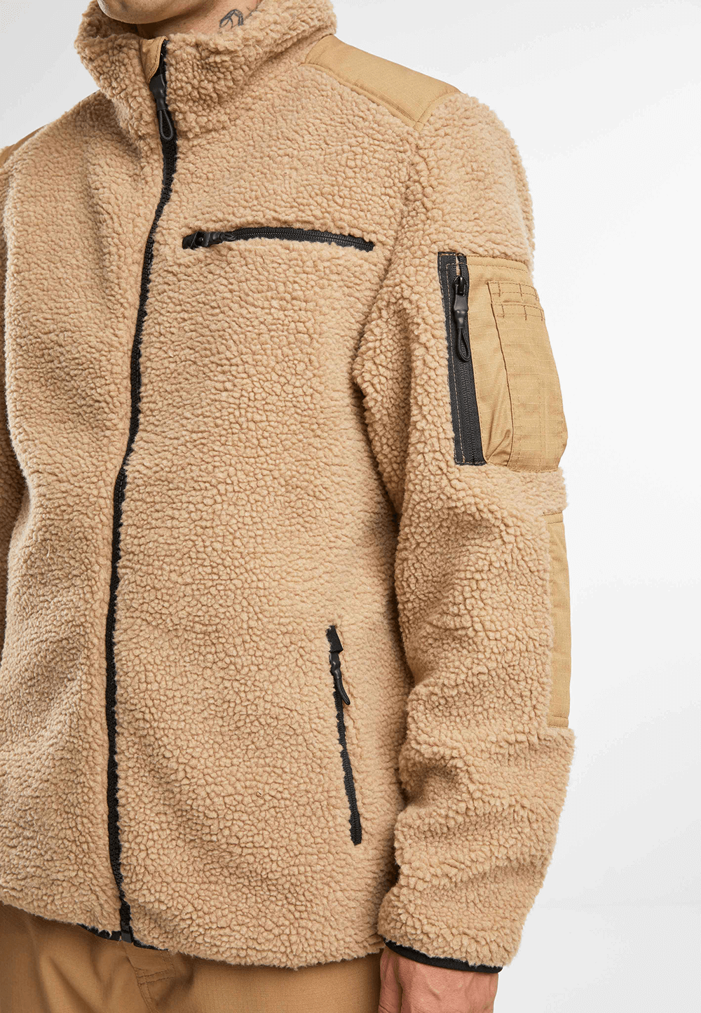 Brandit Ramble pánska bunda flísová Teddyfleece, camel