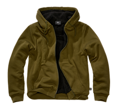Brandit Sweatjacket felpa da uomo con fodera calda Teddylining, oliva