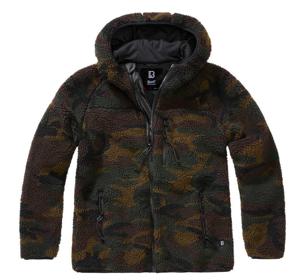 Brandit Teddyfleece dámska bunda s kapucňou, woodland