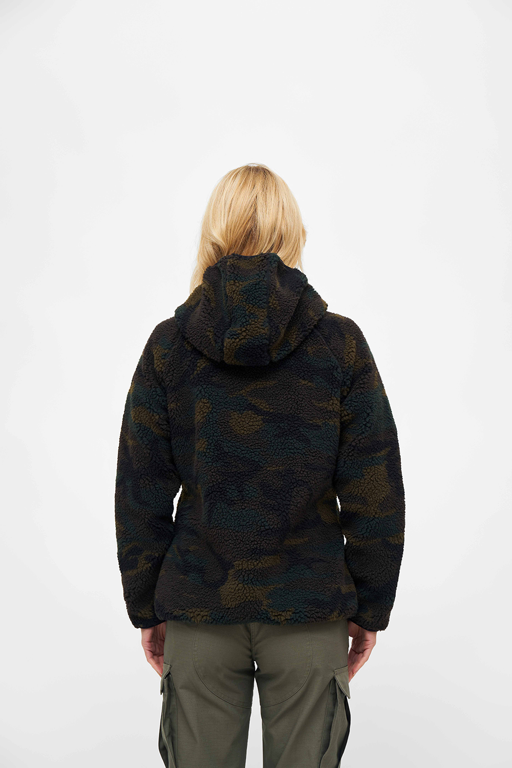 Brandit Teddyfleece dámska bunda s kapucňou, woodland