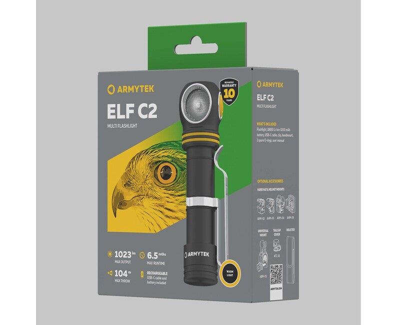 ArmyTek Elf headlamp torcia portatile a LED con batteria 1023 lm, bianco caldo