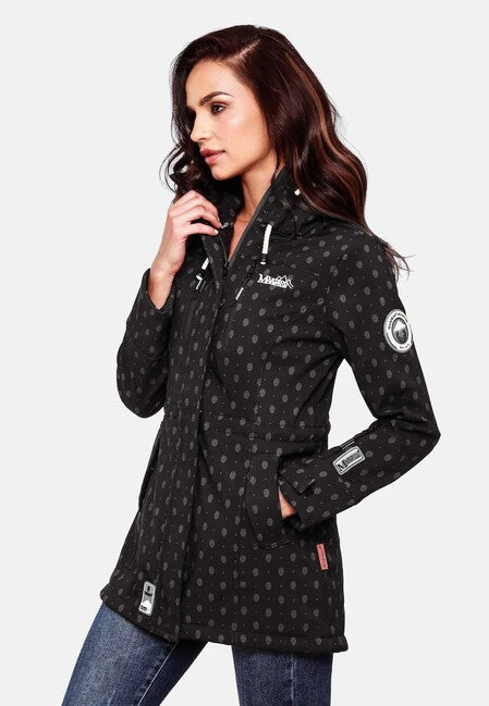 Marikoo ZIMTZICKE P giacca invernale softshell da donna con cappuccio, nera