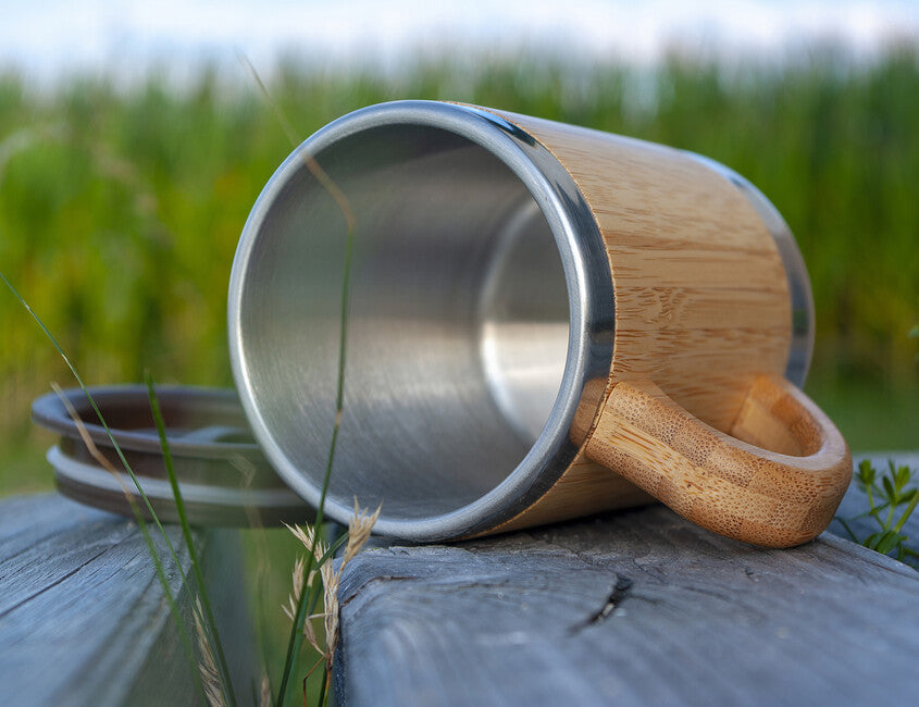 BasicNature Bamboo Stainless Steel Cup, 0.3L