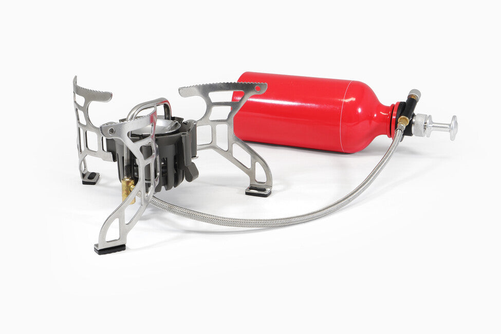 Origin Outdoors Rugged stufa da campeggio compatta a combustibile multiplo con bottiglia di combustibile e kit di attrezzi