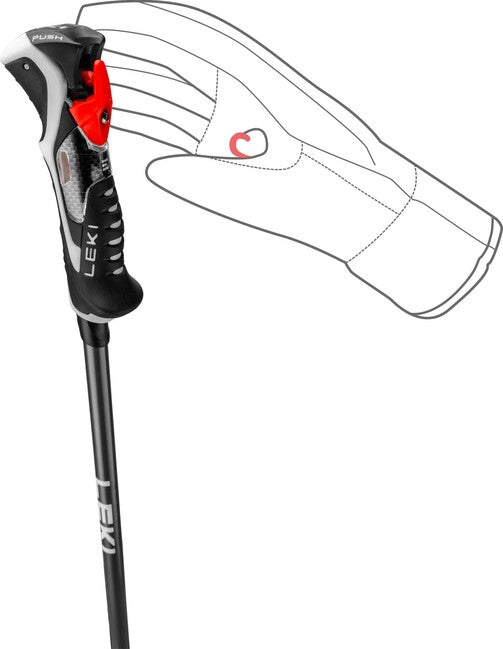 LEKI Carbon 14 3D Downhill Ski Poles, Black/Dark Anthracite/Light Red