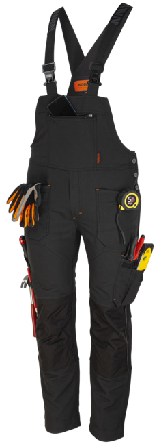 BENNON Erebos pantaloni da lavoro con bretelle, neri