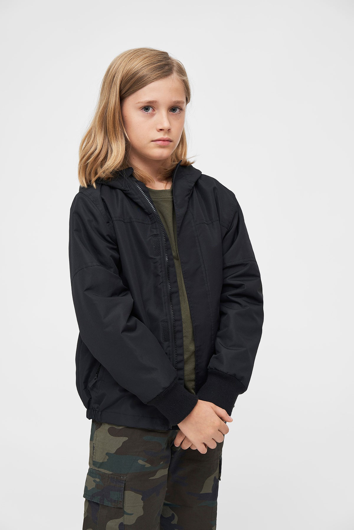 Brandit Windbreaker Frontzip detská bunda, čierna