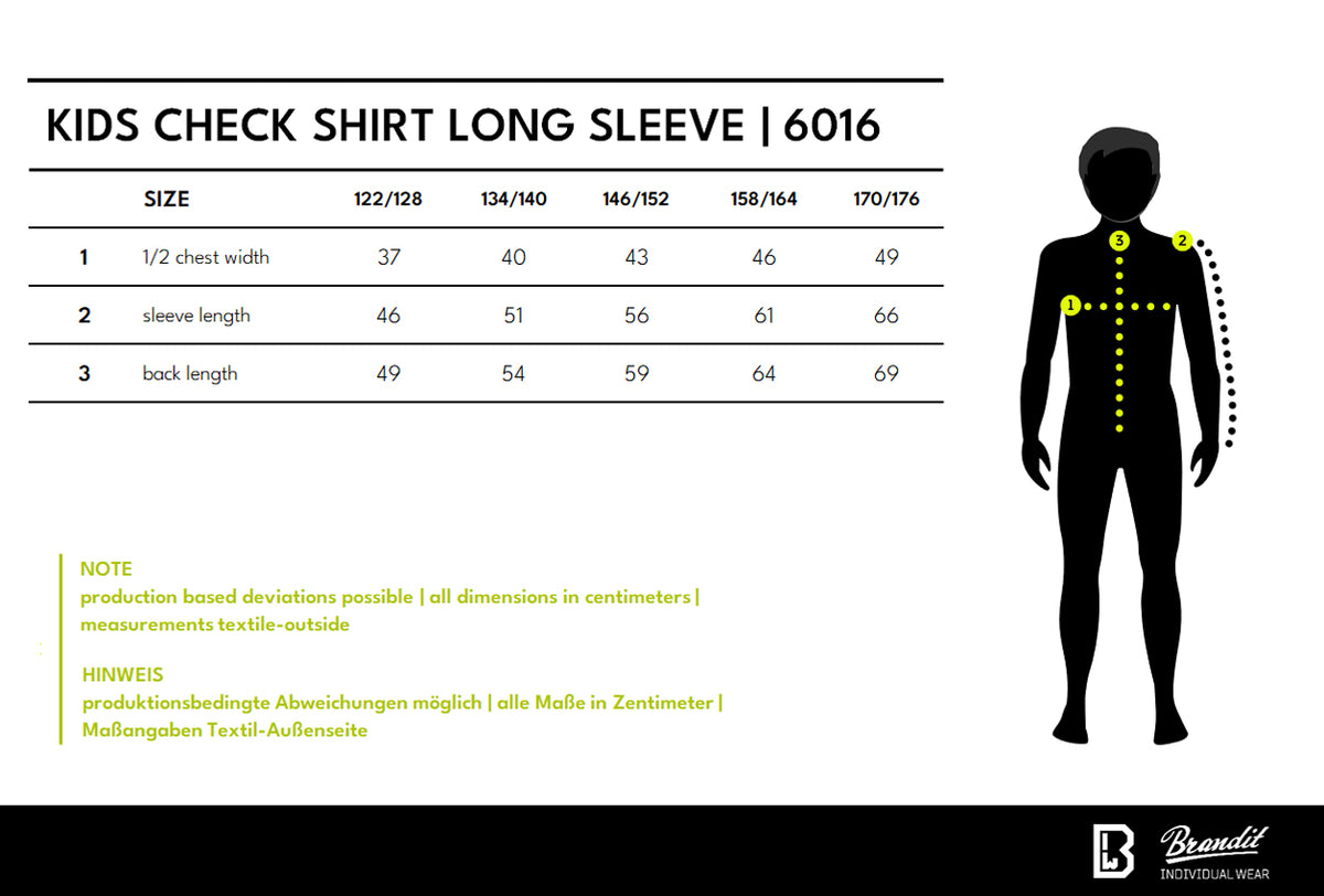 Veľkostná tabuľka Kids Check Shirt Long Sleeve