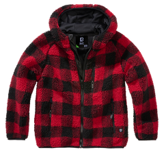 Brandit Teddyfleece kids' hooded jacket, red/black