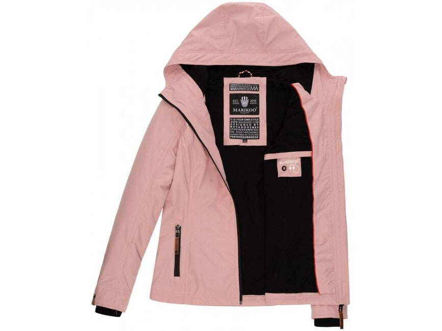 Marikoo BROMBEERE giacca transitoria da donna con cappuccio, rosa cipria