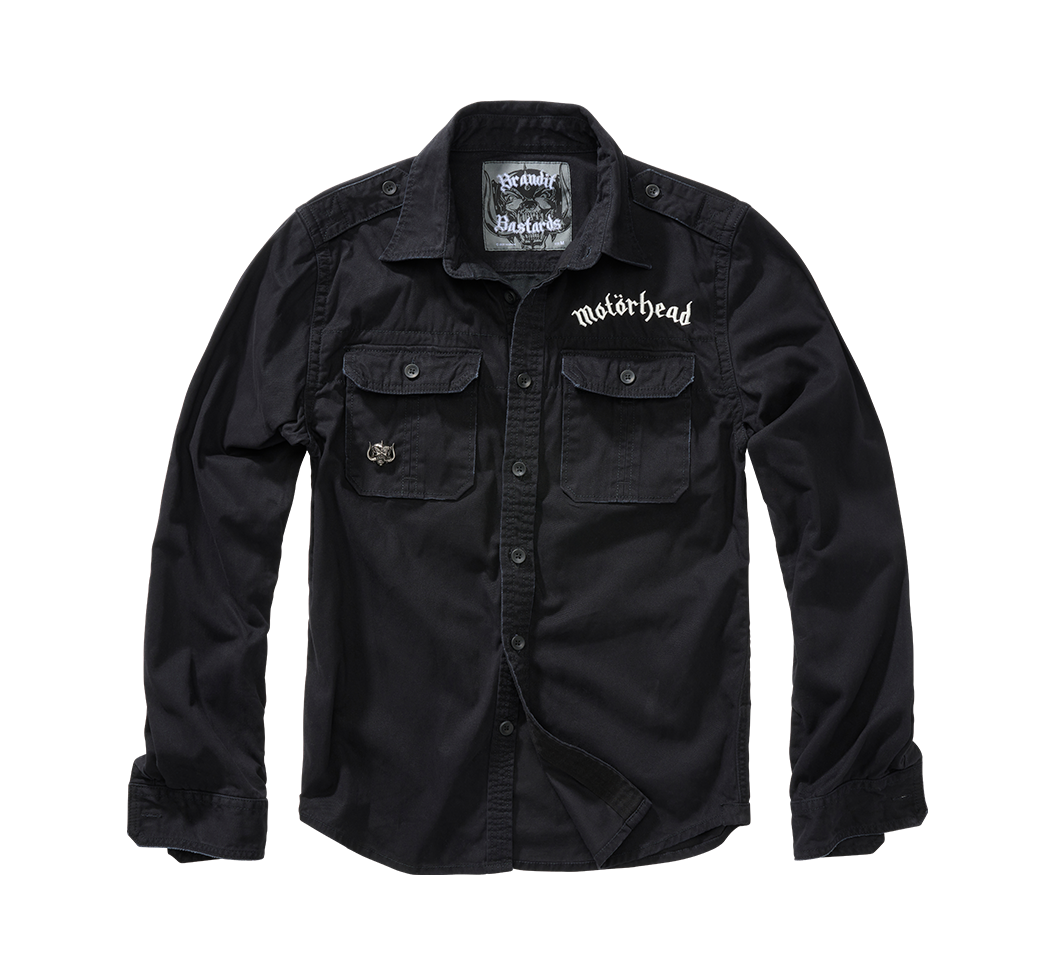 Brandit Motörhead Vintage košeľa s dlhými rukávmi, čierna