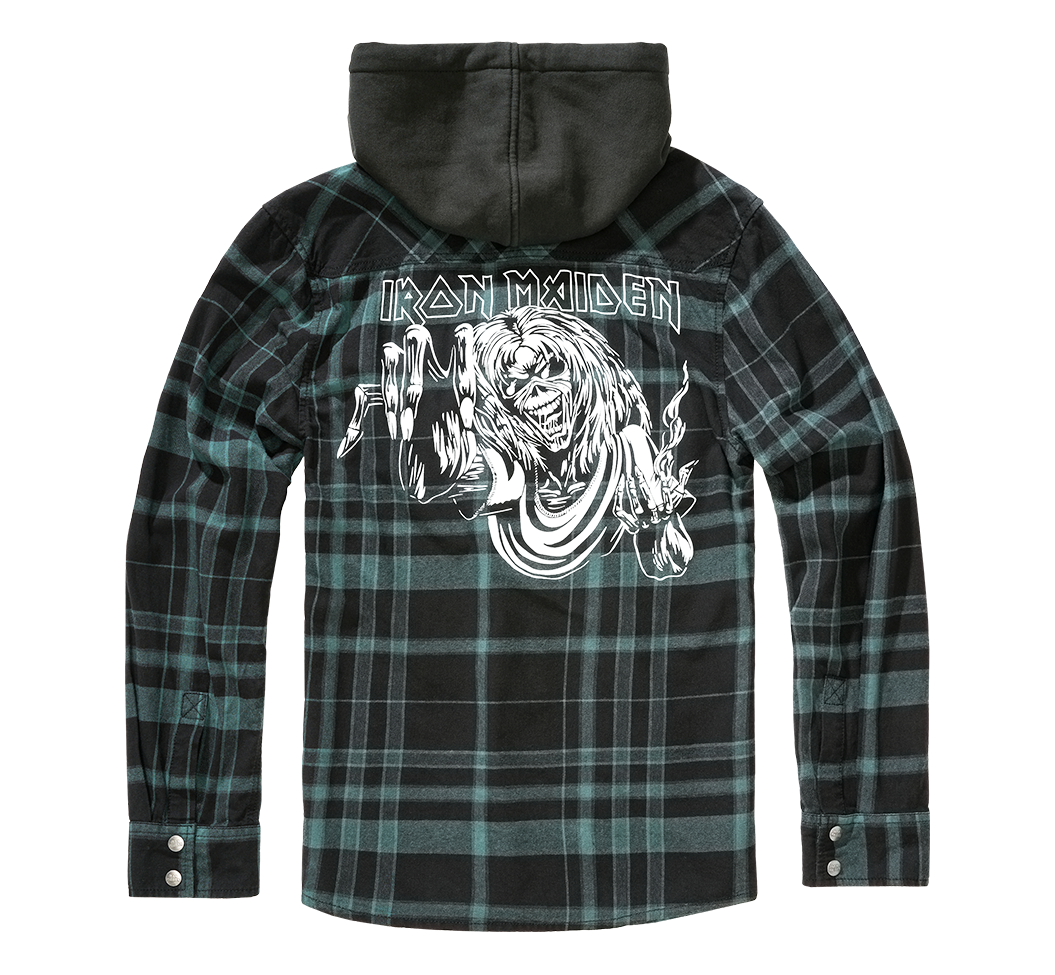 Brandit Iron Maiden košeľa s kapucňou Eddy, čierno zelená