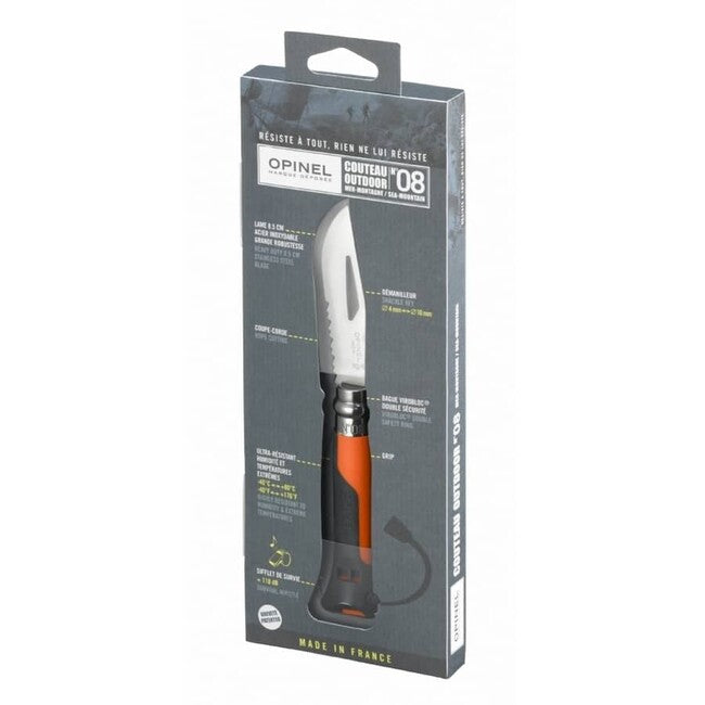 Opinel N°08 coltello pieghevole inox outdoor, arancione