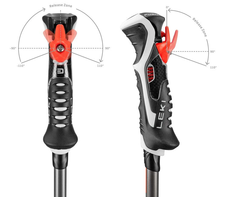 LEKI Carbon 14 3D Downhill Ski Poles, Black/Dark Anthracite/Light Red