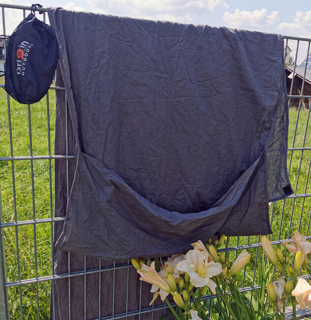 Origin Outdoors Fodera per sacco a pelo in cotone rettangolare, antracite