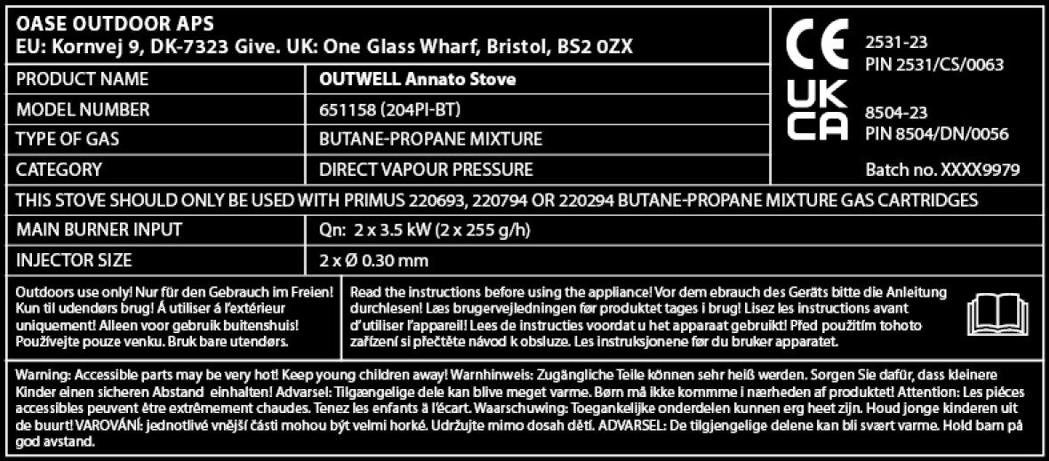 Outwell Anatto fornello a gas