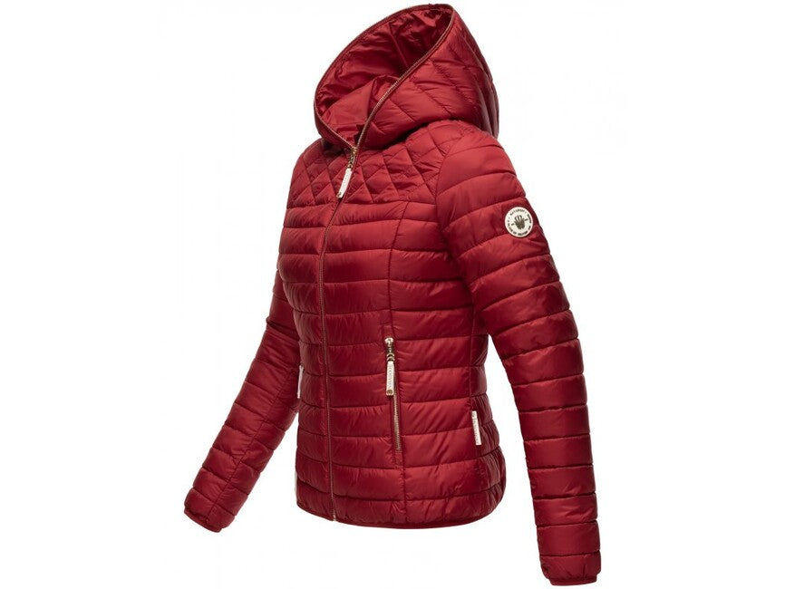 Navahoo Cristal giacca invernale da donna con cappuccio e pelliccia, rossa sangue