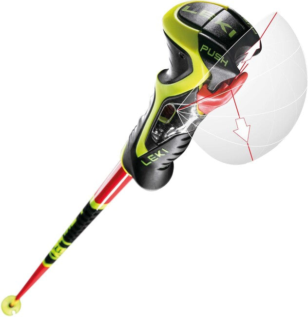 Leki WCR TBS SL 3D bastoncini da sci alpino, rosso chiaro/nero/giallo neon