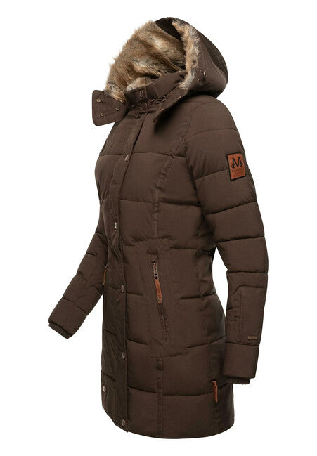 Marikoo Lieblings Jacke giacca invernale da donna con cappuccio, marrone scuro