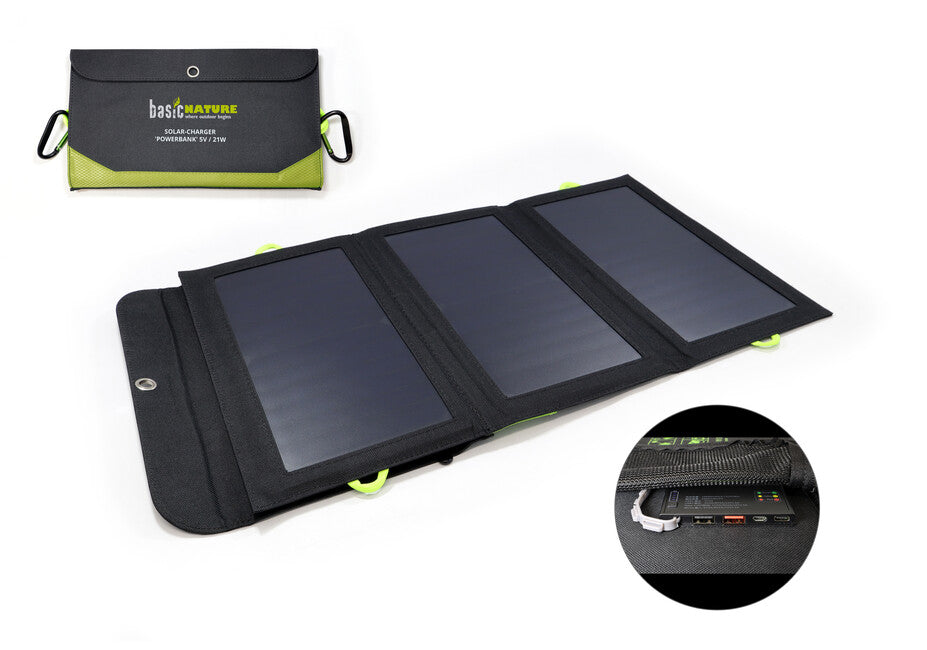 BasicNature Ηλιακή Φορτιστική Powerbank 5V / 21W