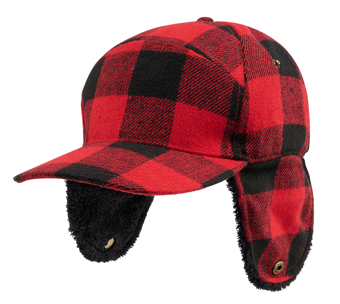 Brandit Lumberjack zimná čiapka, červeno čierna