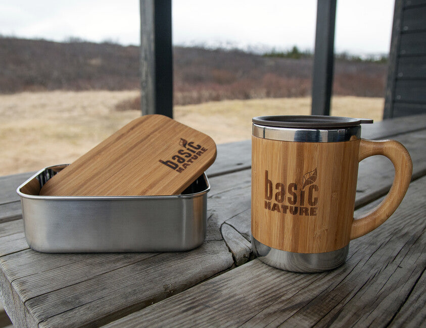 BasicNature Bamboo Stainless Steel Cup, 0.3L