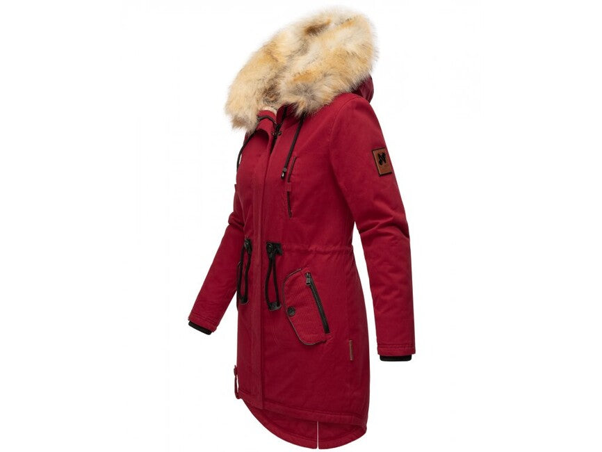 Navahoo Bombii giacca invernale da donna con pelliccia, rossa sangue