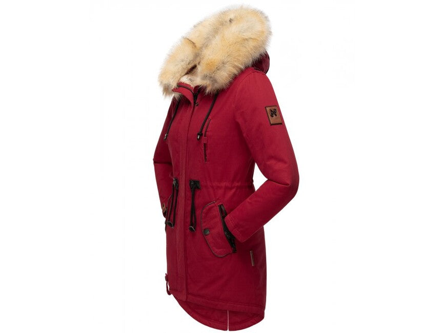 Navahoo Bombii giacca invernale da donna con pelliccia, rossa sangue