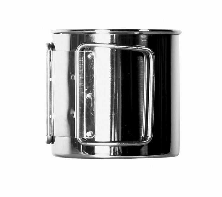 BasicNature Space Safer Mini tazza in acciaio inox 0,35 l manico pieghevole
